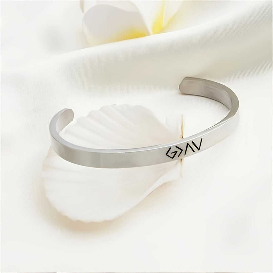 Christianartworkshop Bracelet manchette gravé « Dieu est plus grand que les hauts et les bas » : un symbole d'espoir inébranlable - image 2