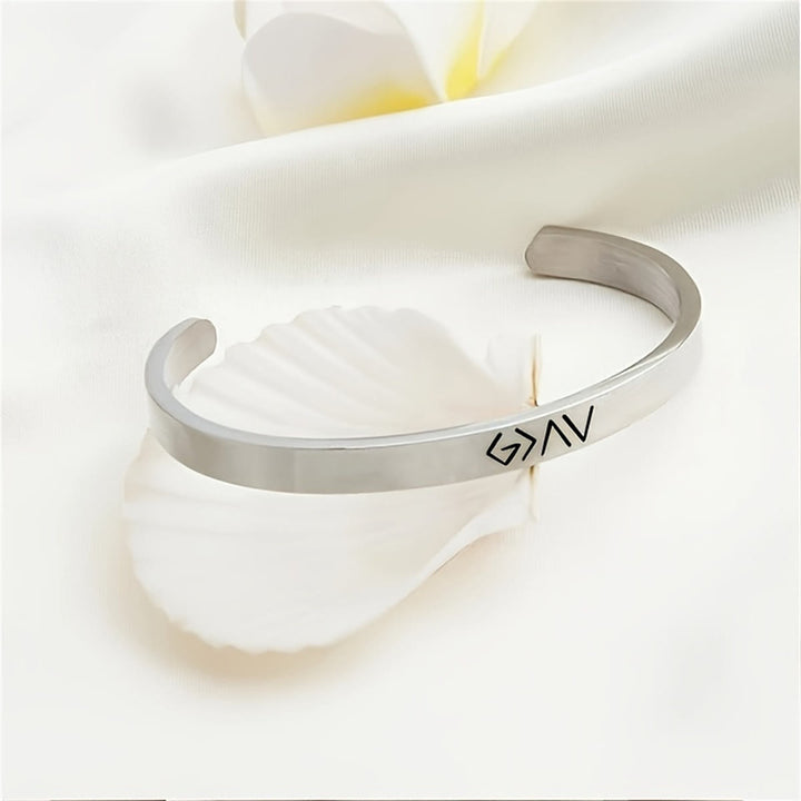 Christianartworkshop Bracelet manchette gravé « Dieu est plus grand que les hauts et les bas » : un symbole d'espoir inébranlable - image 2