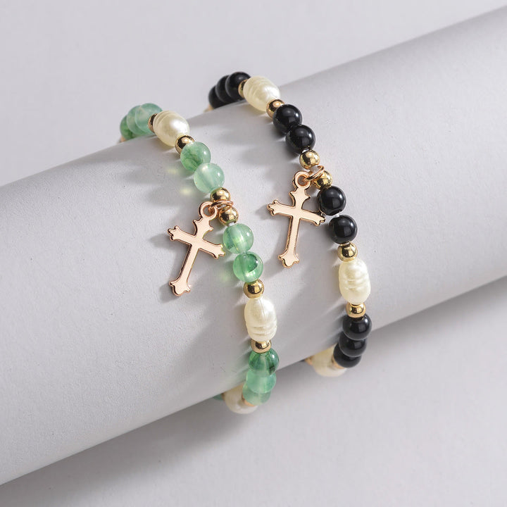 Christianartworkshop Duo de bracelets croix à perles empilables : un emblème de foi inébranlable et de beauté polyvalente - image 4
