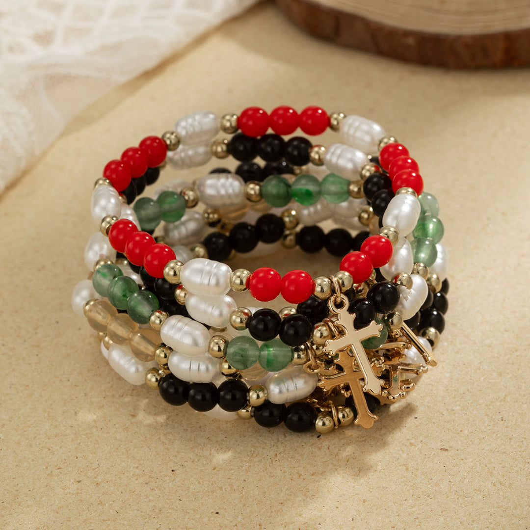 Christianartworkshop Duo de bracelets croix à perles empilables : un emblème de foi inébranlable et de beauté polyvalente - image 2