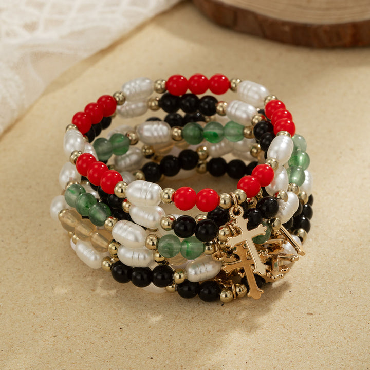 Christianartworkshop Duo de bracelets croix à perles empilables : un emblème de foi inébranlable et de beauté polyvalente - image 2