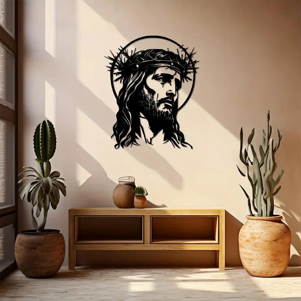 Décoration murale en métal Christianartworkshop représentant Jésus sacré avec une couronne d'épines - image 0