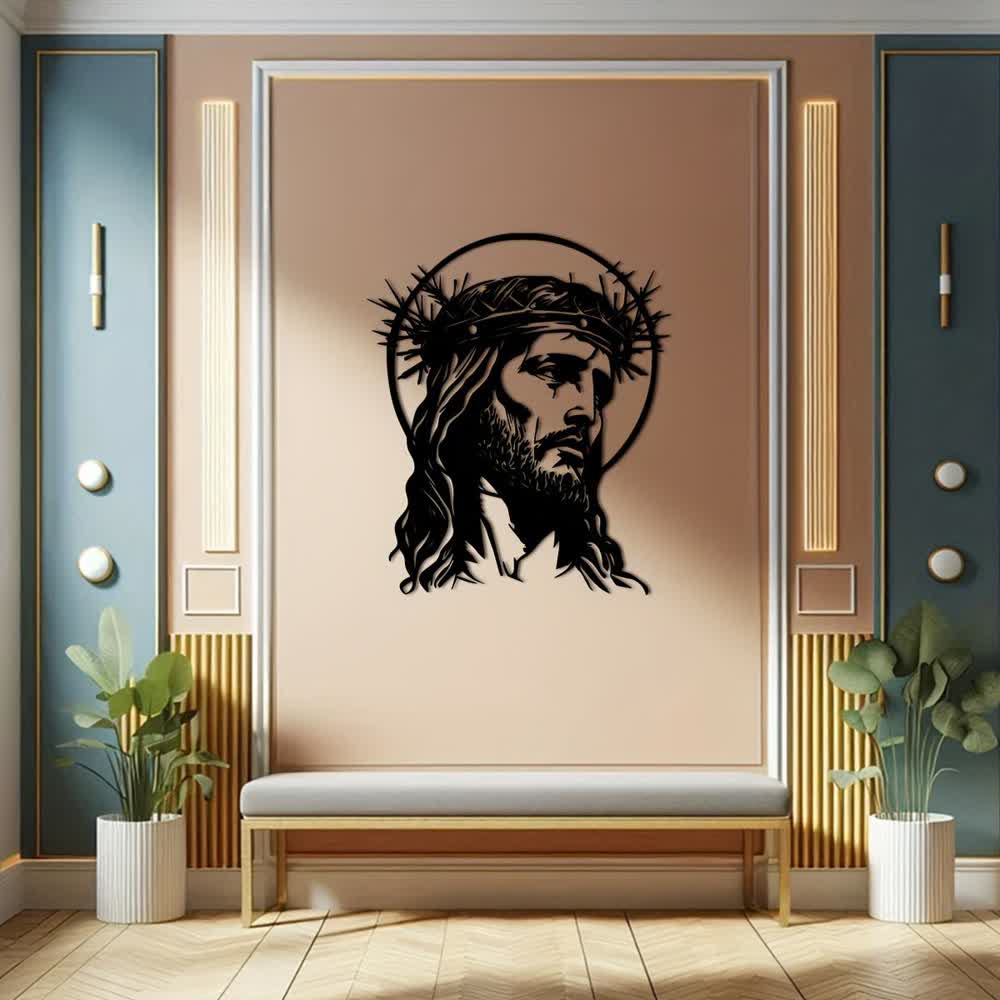 Décoration murale en métal Christianartworkshop représentant Jésus sacré avec une couronne d'épines - image 4