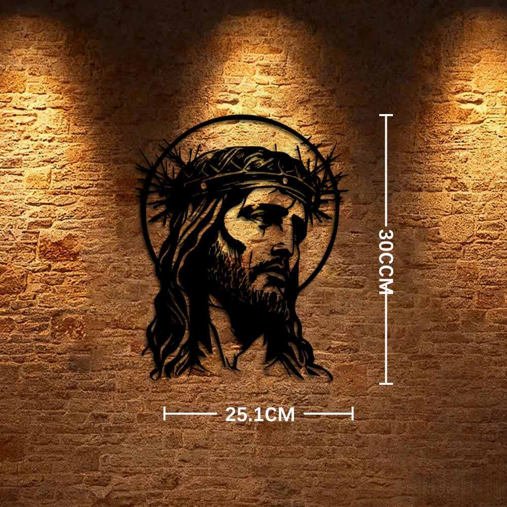 Décoration murale en métal Christianartworkshop représentant Jésus sacré avec une couronne d'épines - 9,88 po × 11,81 po × 0,04 po / 25,1 cm × 30 cm × 0,1 cm - image 8
