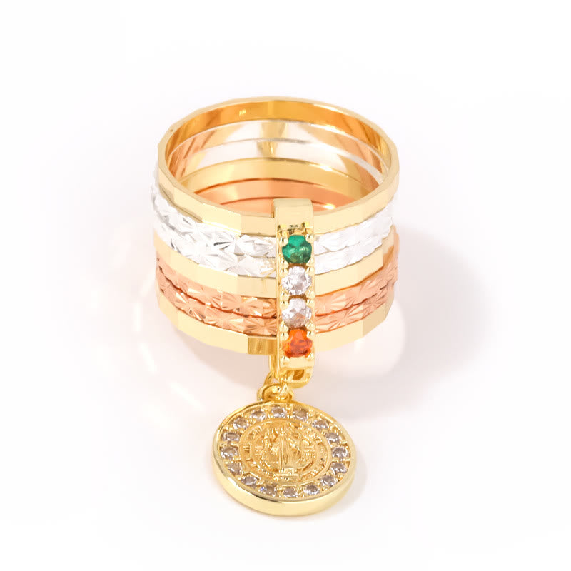 Christianartworkshop Bague de dévotion mariale à plusieurs niveaux avec médaille pendante : un symbole quotidien d’espoir et d’encouragement - image 3