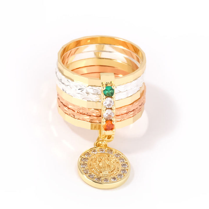 Christianartworkshop Bague de dévotion mariale à plusieurs niveaux avec médaille pendante : un symbole quotidien d’espoir et d’encouragement - image 3