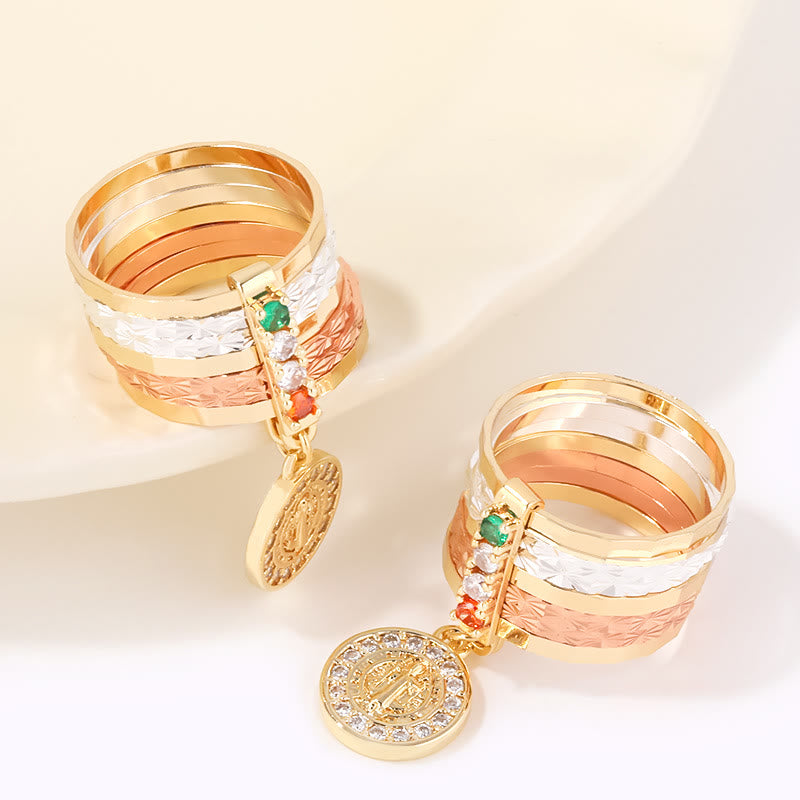 Christianartworkshop Bague de dévotion mariale à plusieurs niveaux avec médaille pendante : un symbole quotidien d’espoir et d’encouragement - image 1