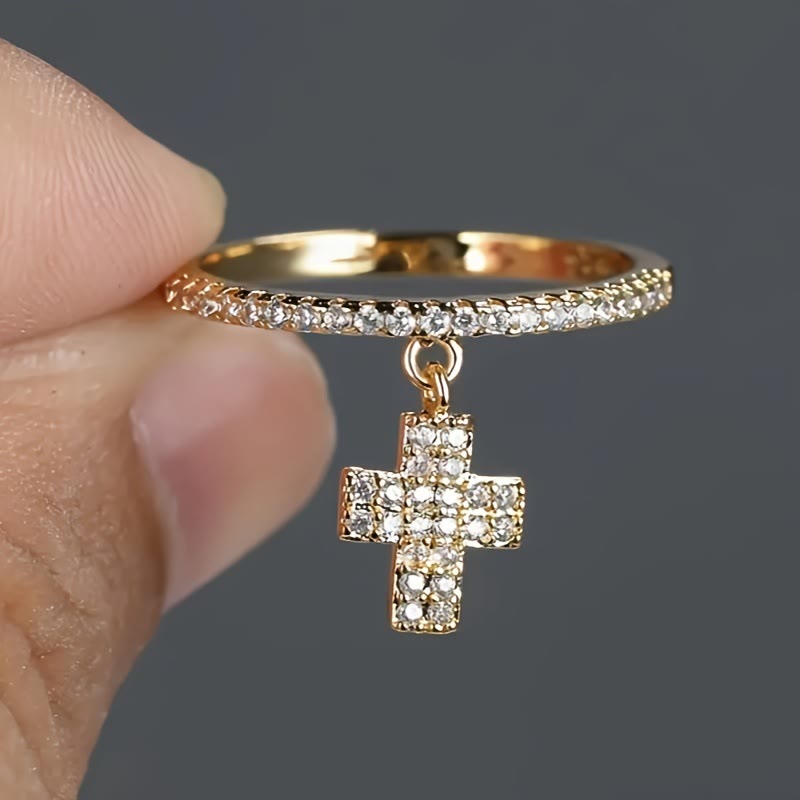 Christianartworkshop Bague d'éternité avec pendentif croix en zircon : un rappel de la lumière divine - image 1
