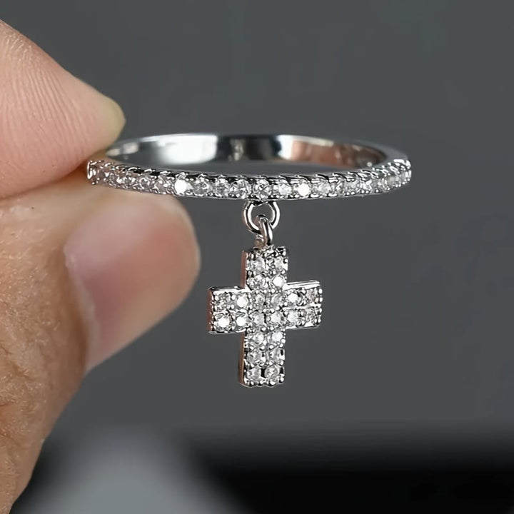 Christianartworkshop Bague d'éternité avec pendentif croix en zircon : un rappel de la lumière divine - image 3