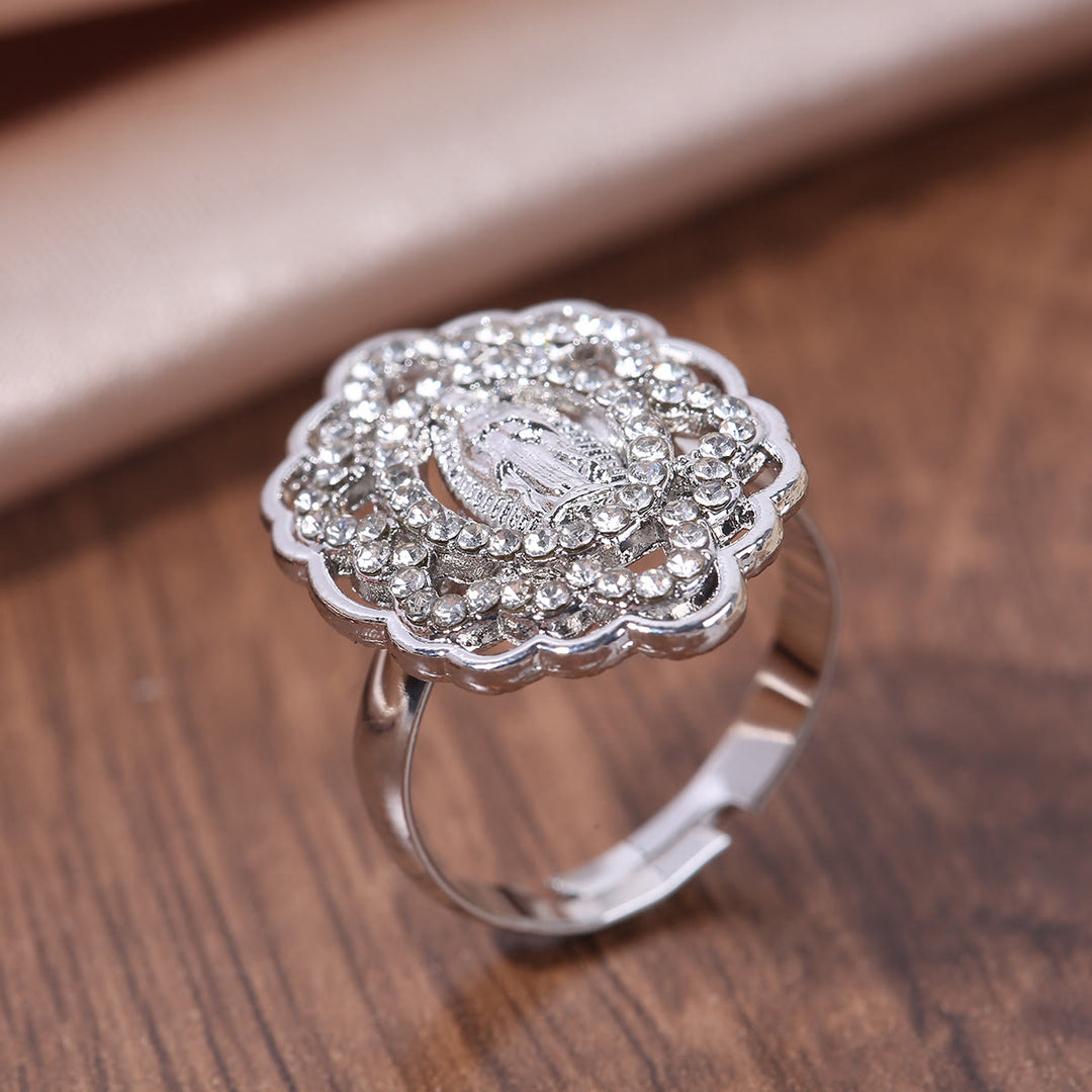 Christianartworkshop Bague mariale ornée d'une bordure en dentelle et d'un halo de zirconiums : un symbole de dévotion - image 5