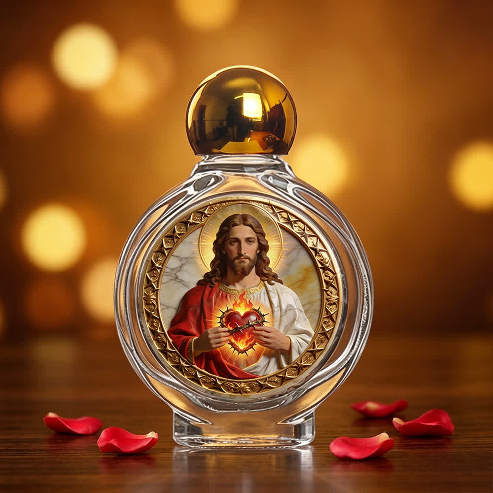 Christianartworkshop Bouteille d'eau bénite à l'effigie d'une icône catholique : objet d'art religieux pour la maison et l'église - Sacré-Cœur de Jésus - image 12