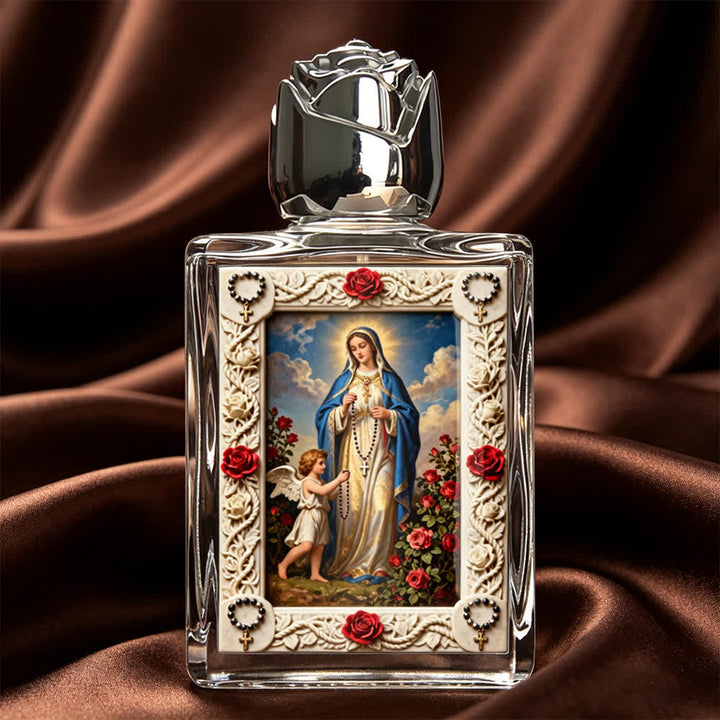 Christianartworkshop Bouteille d'eau bénite carrée à motif d'icône catholique : flacon parfumé orné d'images sacrées - Vierge Marie n°1 - image 12