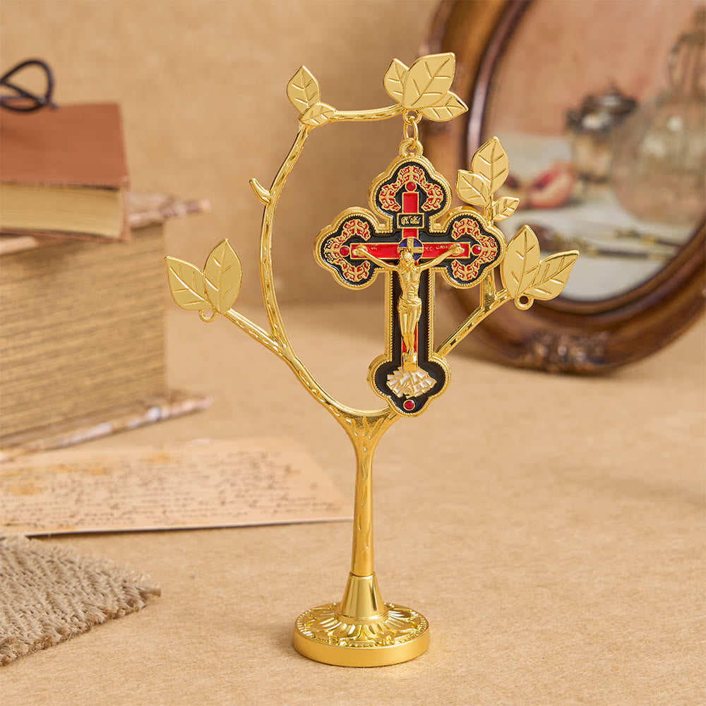 Christianartworkshop Arbre de vie décoratif avec pendentif crucifix : un emblème de dévotion et de renouveau - Crucifix de l'Arbre de Vie - image 0