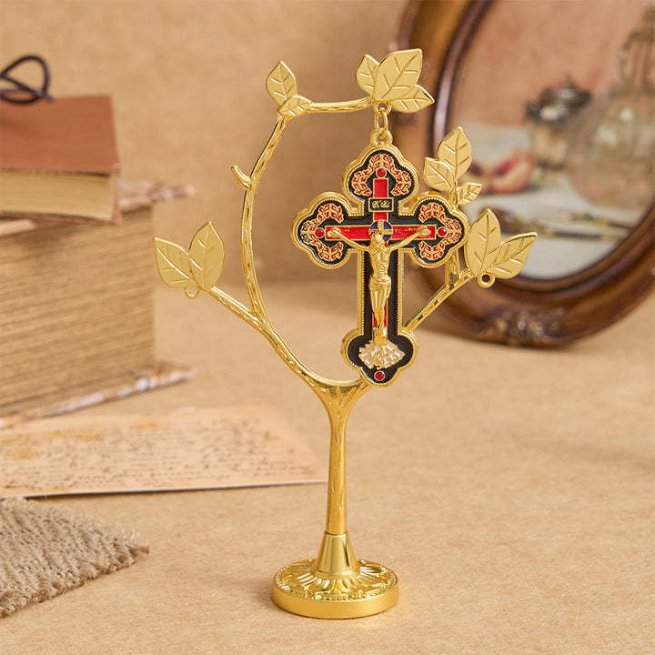 Christianartworkshop Arbre de vie décoratif avec pendentif crucifix : un emblème de dévotion et de renouveau - Crucifix de l'Arbre de Vie - image 0