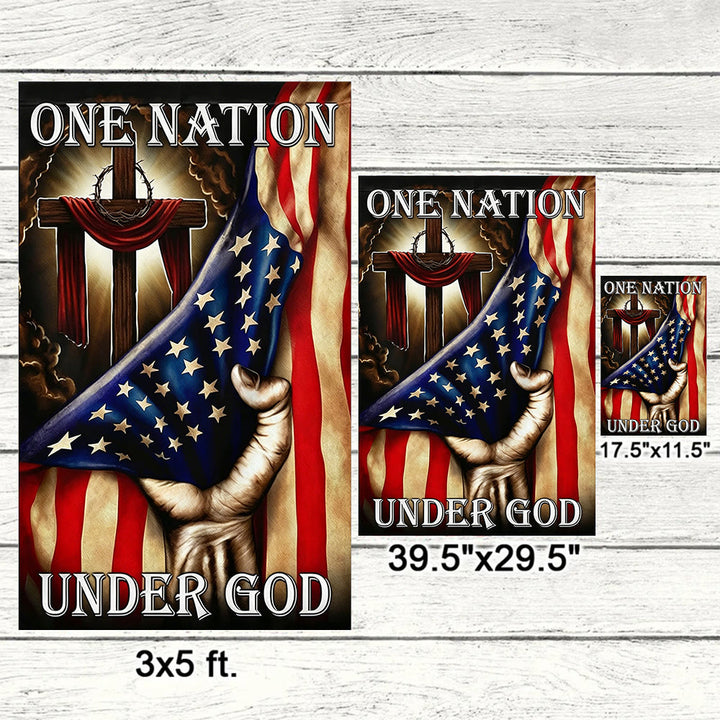 Christianartworkshop Croix « Une nation sous Dieu » et drapeau américain pour jardin : un symbole de foi et de patriotisme - image 5