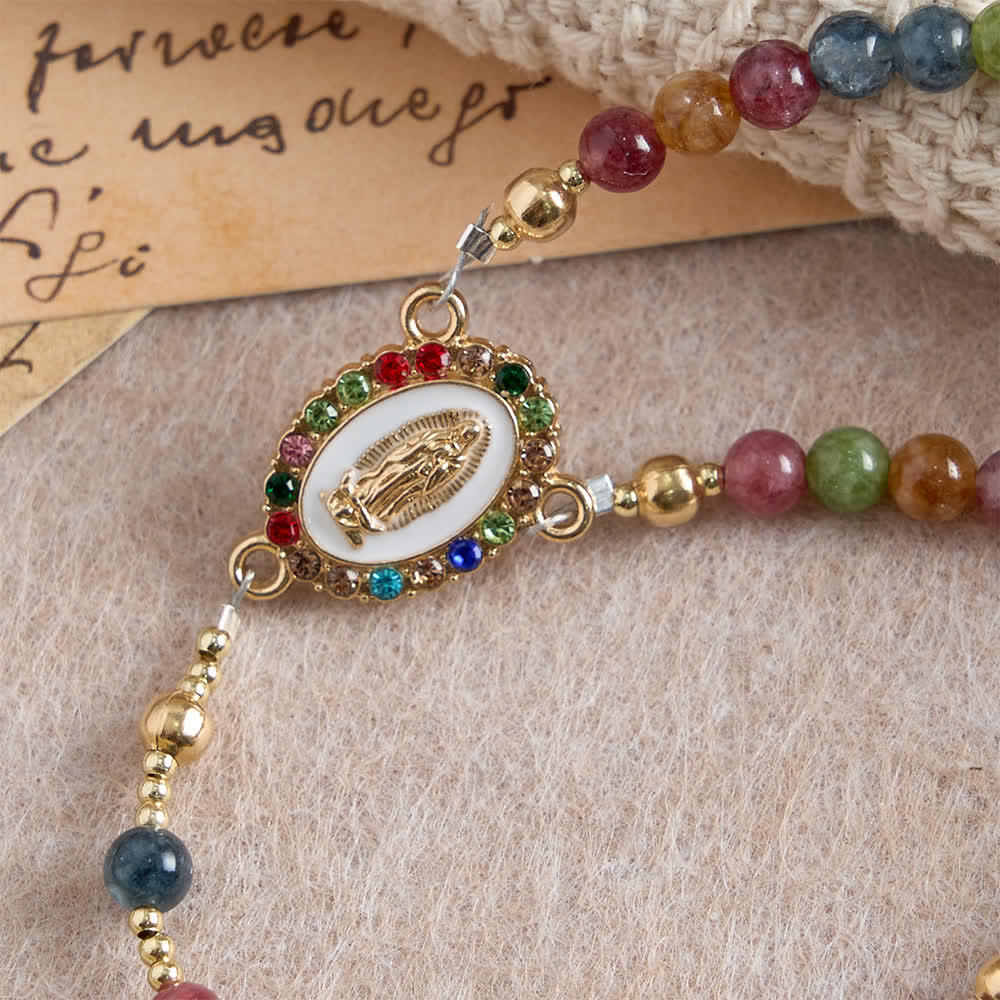 Bracelet chapelet en agate fraise magnétique Christianartworkshop : emblème de la grâce et de la pureté divines - image 23