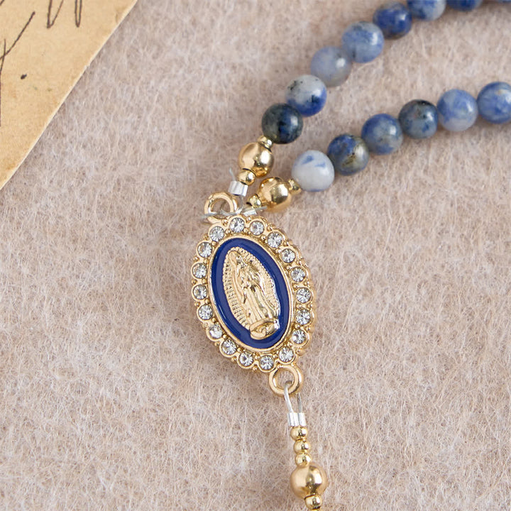 Bracelet chapelet en agate fraise magnétique Christianartworkshop : emblème de la grâce et de la pureté divines - image 14