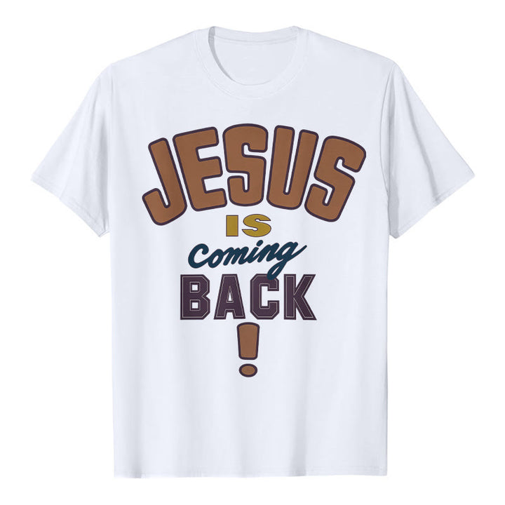 T-shirt à message audacieux « Jésus revient » de Christianartworkshop - Blanc - 2XL - image 0