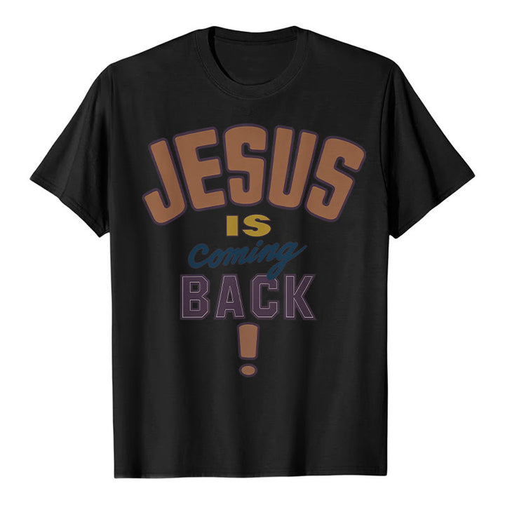 T-shirt à message audacieux « Jésus revient » de Christianartworkshop - Noir - 2XL - image 15