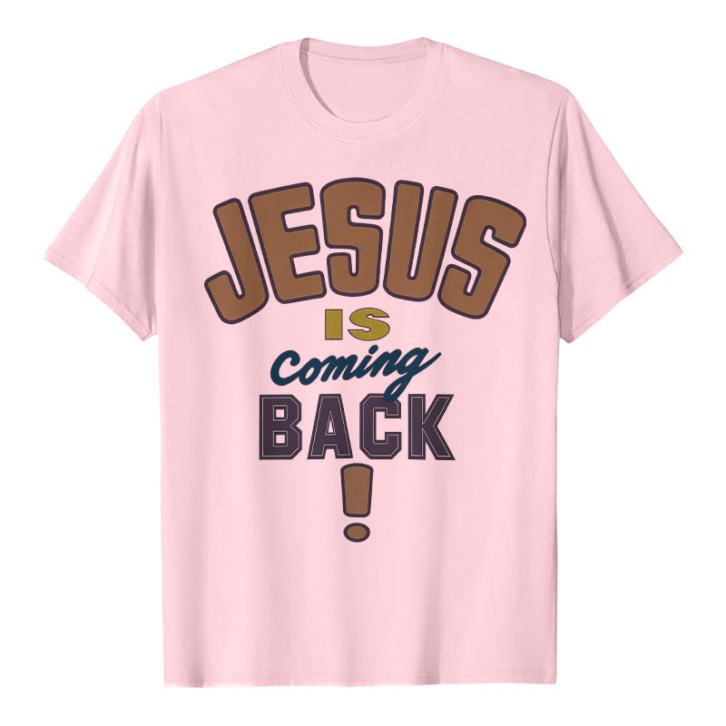 T-shirt à message audacieux « Jésus revient » de Christianartworkshop - Rose - 2XL - image 10