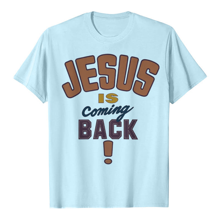 T-shirt à message audacieux « Jésus revient » de Christianartworkshop - Bleu - 2XL - image 12