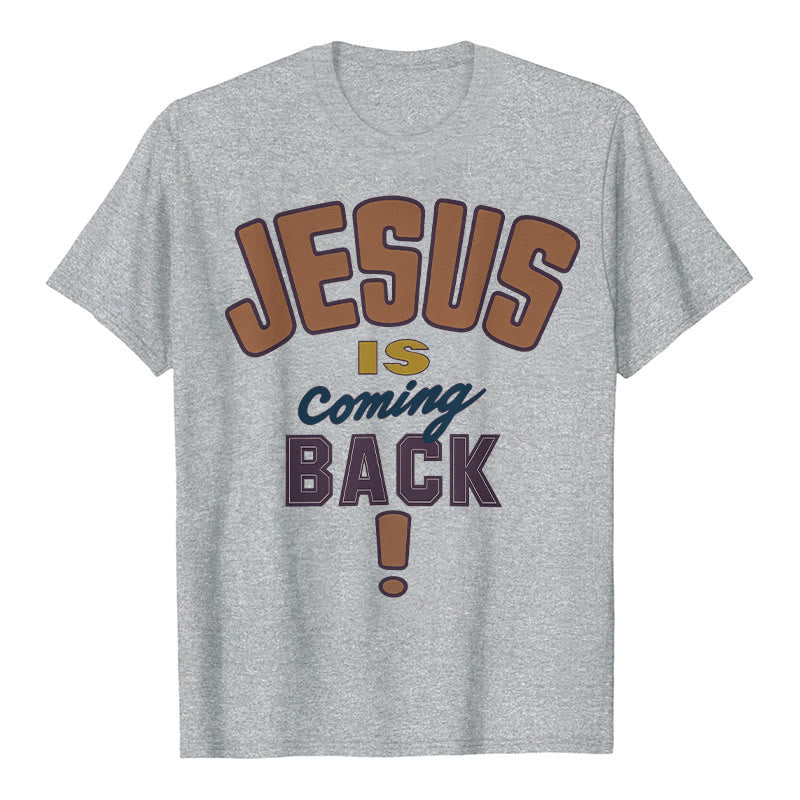 T-shirt à message audacieux « Jésus revient » de Christianartworkshop - Gris - 2XL - image 8