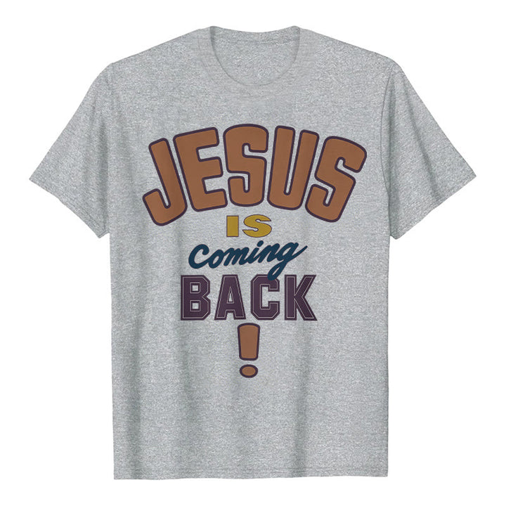 T-shirt à message audacieux « Jésus revient » de Christianartworkshop - Gris - 2XL - image 8