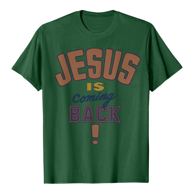 T-shirt à message audacieux « Jésus revient » de Christianartworkshop - Vert foncé - 2XL - image 14