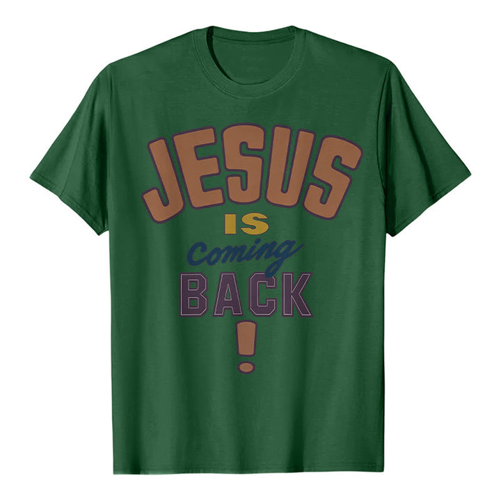 T-shirt à message audacieux « Jésus revient » de Christianartworkshop - Vert foncé - 2XL - image 14