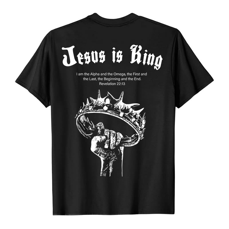T-shirt « Jésus est roi » de Christianartworkshop - Noir - 2XL - image 1
