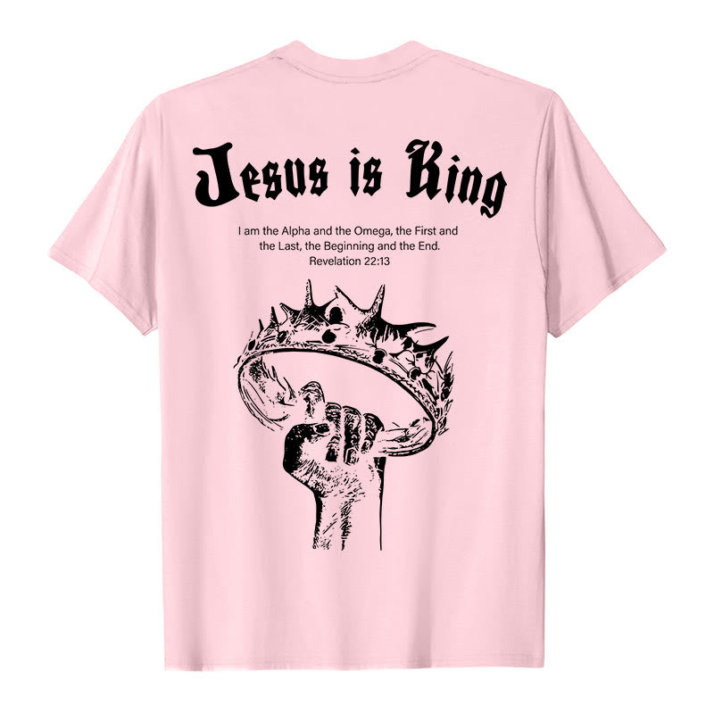 T-shirt « Jésus est roi » de Christianartworkshop - Rose - 2XL - image 4