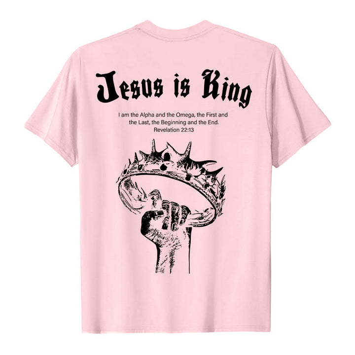 T-shirt « Jésus est roi » de Christianartworkshop - Rose - 2XL - image 4