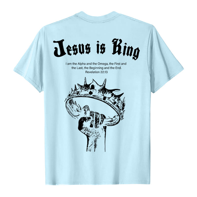 T-shirt « Jésus est roi » de Christianartworkshop - Bleu - 2XL - image 3