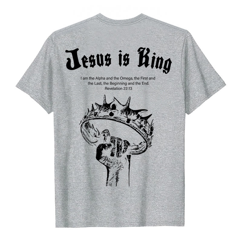T-shirt « Jésus est roi » de Christianartworkshop - Gris - 2XL - image 8