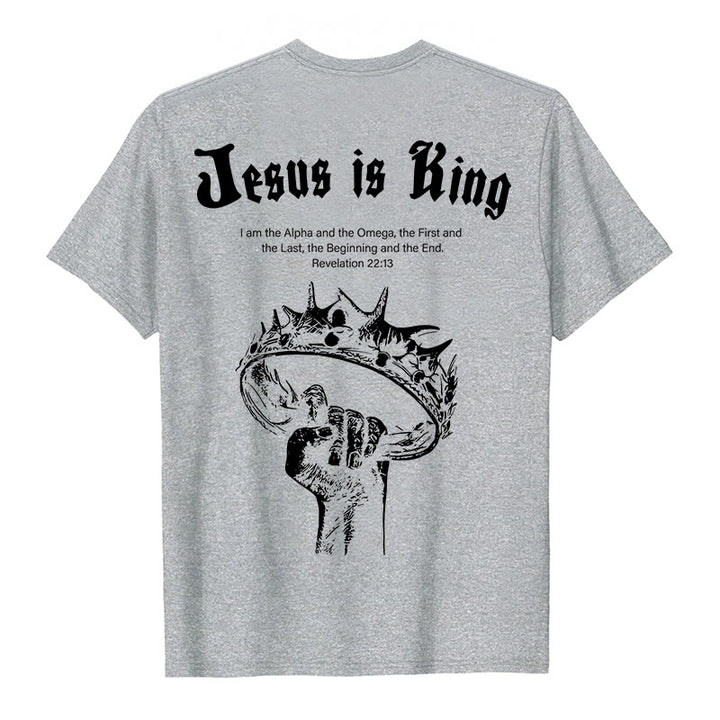 T-shirt « Jésus est roi » de Christianartworkshop - Gris - 2XL - image 8