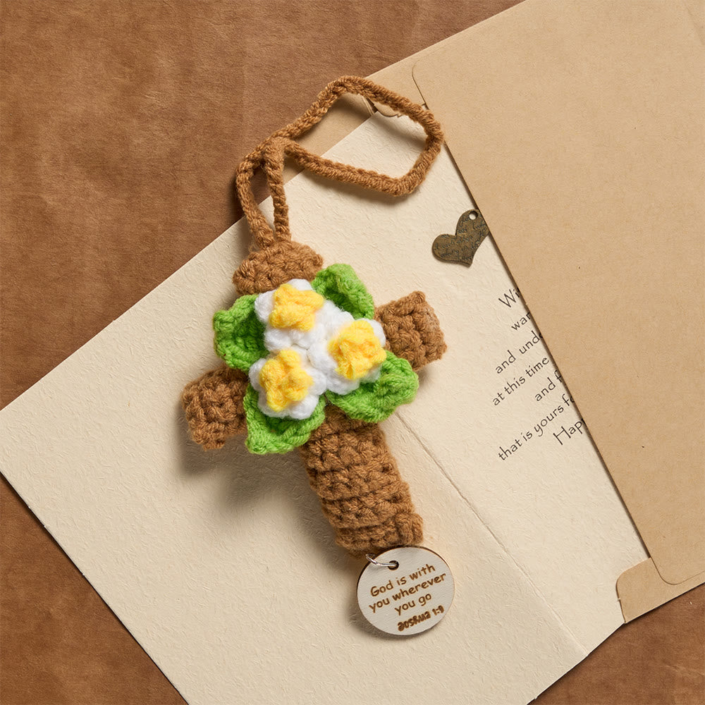 Christianartworkshop Breloque croix au crochet pour voiture avec disques ornés de versets bibliques inspirants : un rappel de la grâce divine - image 9