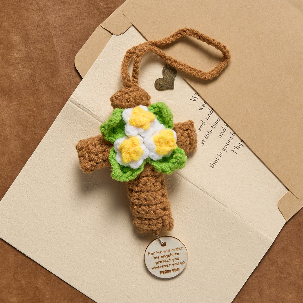 Christianartworkshop Breloque croix au crochet pour voiture avec disques ornés de versets bibliques inspirants : un rappel de la grâce divine - image 12