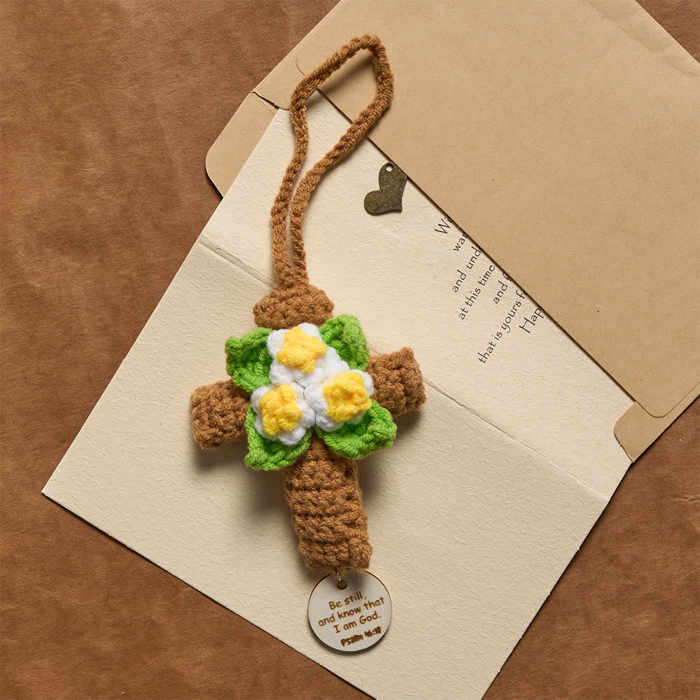 Christianartworkshop Breloque croix au crochet pour voiture avec disques ornés de versets bibliques inspirants : un rappel de la grâce divine - image 5