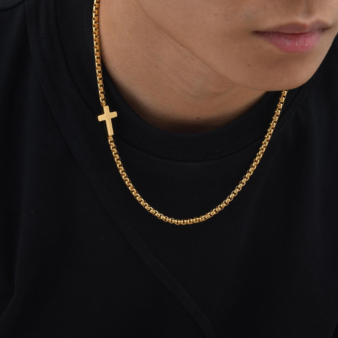 Christianartworkshop Collier croix élégant en acier inoxydable avec pendentif latéral : un rappel de la grâce divine - image 4