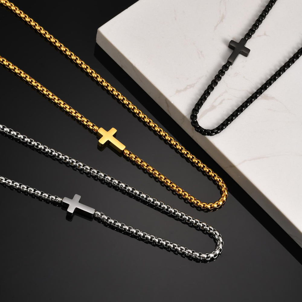 Christianartworkshop Collier croix élégant en acier inoxydable avec pendentif latéral : un rappel de la grâce divine - image 1