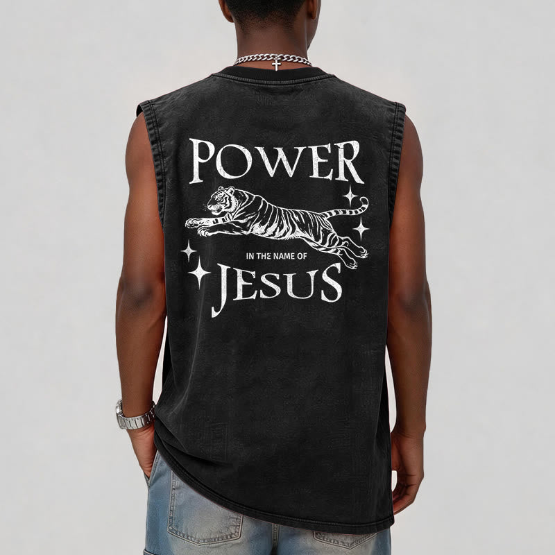 Christianartworkshop Débardeur à motif tigre « Puissance au nom de Jésus » - image 1