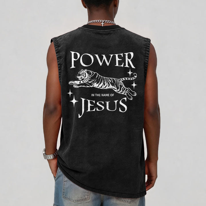 Christianartworkshop Débardeur à motif tigre « Puissance au nom de Jésus » - image 1