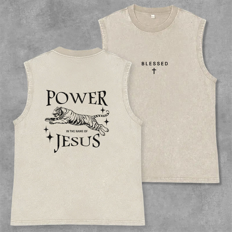Christianartworkshop Débardeur à motif tigre « Puissance au nom de Jésus » - Beige - 2XL - image 7