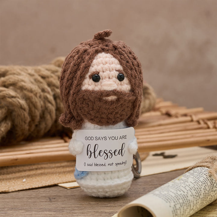 Christianartworkshop Poupée Jésus au crochet avec carte de bénédiction : emblème d’affirmation divine et de réconfort - image 3