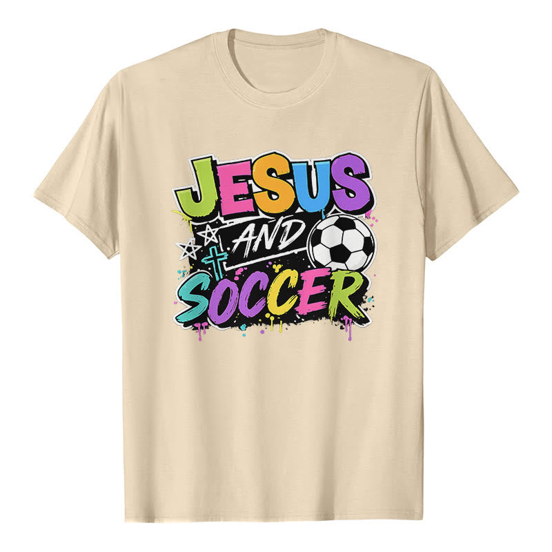 Christianartworkshop T-shirt premium style graffiti Jésus et football - Beige - 2XL - image 6