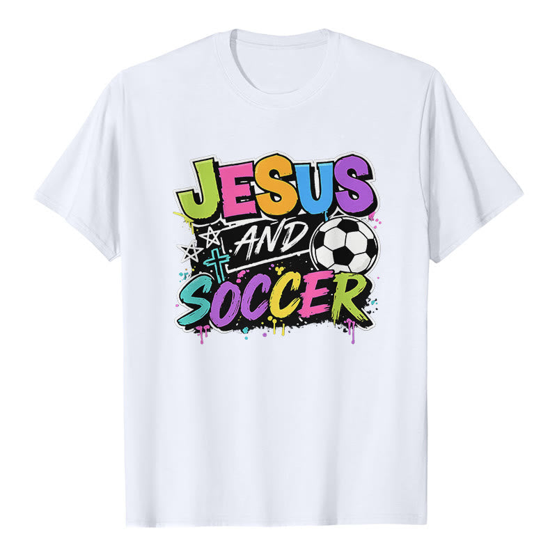 Christianartworkshop T-shirt premium style graffiti Jésus et football - Blanc - 2XL - image 0