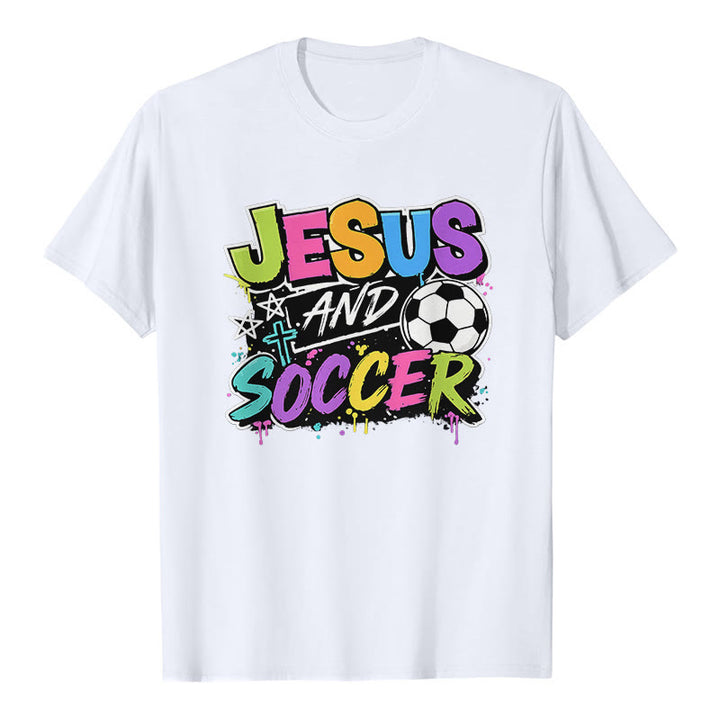 Christianartworkshop T-shirt premium style graffiti Jésus et football - Blanc - 2XL - image 0