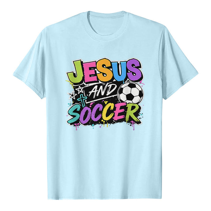 Christianartworkshop T-shirt premium style graffiti Jésus et football - Bleu - 2XL - image 5