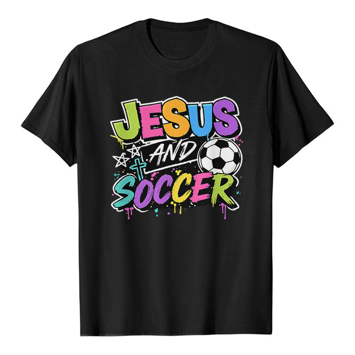 Christianartworkshop T-shirt premium style graffiti Jésus et football - Noir - 2XL - image 8