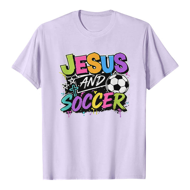Christianartworkshop T-shirt premium style graffiti Jésus et football - Violet - 2XL - image 2
